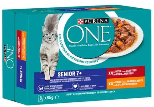 Purina One - 7+ Fijne Malse Reepjes in Saus Kip - Rund 8 x 85g