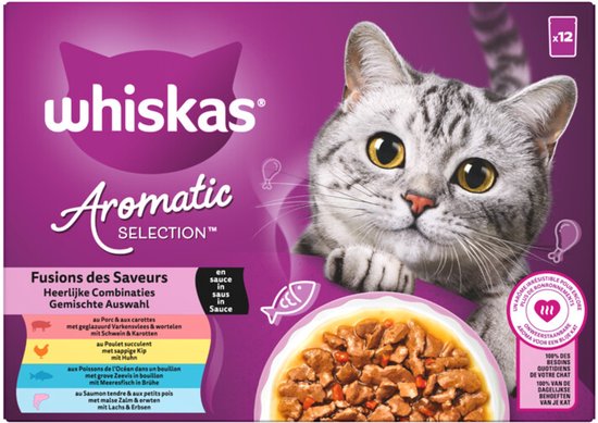 Whiskas - Kattenvoer Nat Aromatic Adult 1+ Selectie Multipack - 12x85g