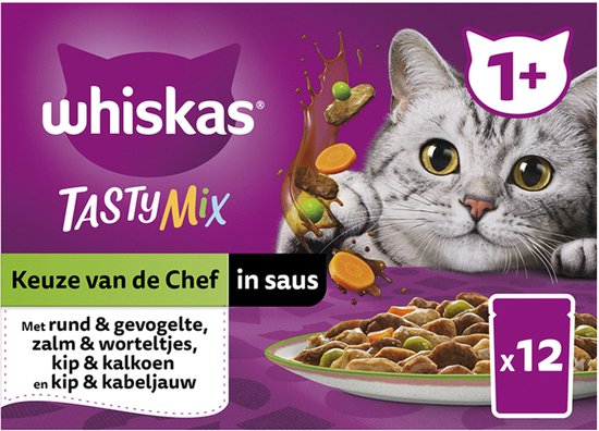 Whiskas - Tasty Mix Adult Keuze van de Chef in Saus Multipack - 12 x 85g