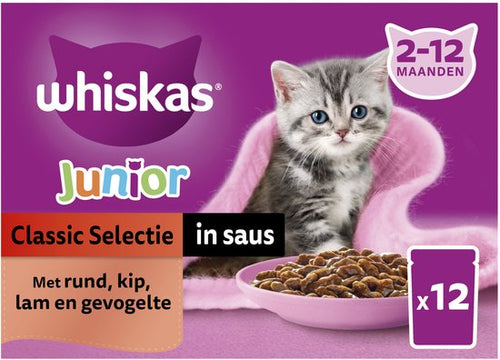 Whiskas - Junior Multipack Classic Selectie in Saus 12 x 85g