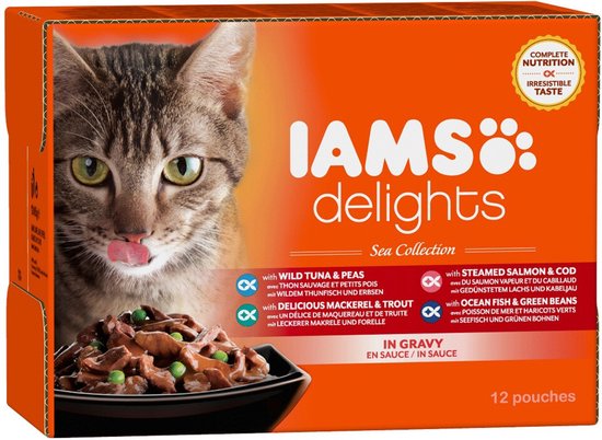 Iams - cat delights multipack sea collection kattenvoer 12x85g