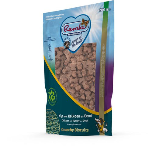 Renske - Gezonde Beloning Crunchy Hondensnack Kip & Kalkoen & Eend - 200g
