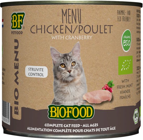 Biofood - Organic - Biologisch Kattenvoer Natvoer - Kip Cranberry - 200g NL - BIO - 01