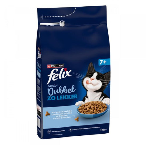 Felix - Kattenvoer Droog Dubbel Zo Lekker Senior Kip & Kalkoen - 4kg