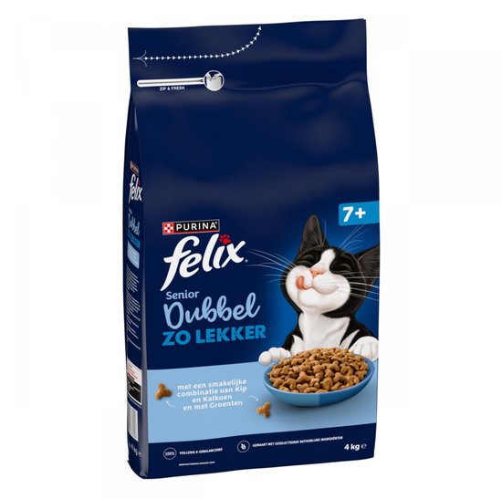 Felix - Kattenvoer Droog Dubbel Zo Lekker Senior Kip & Kalkoen - 4kg