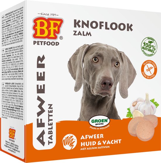 Biofood - Hondensnoepjes Bij Vlo Zalm - BF Petfood - Glutenvrij, 55 Stuks, Met Knoflook