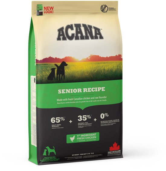 Acana - Hondenvoer - Senior Granenvrij - 11,4kg met Verse Kip en Groenten