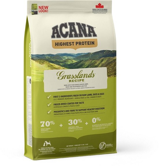 Acana - Hondenvoer ACANA - Highest Protein Grasslands - Graanvrij, Eiwitrijk, 11.4kg