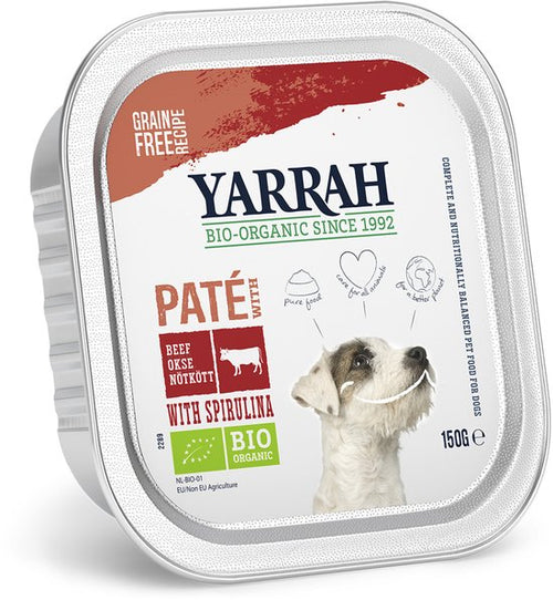Yarrah - Bio Alu Pate Graanvrij 150g - Hondenvoer - Rund&Spirulina