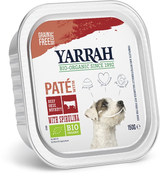 Yarrah - Bio Alu Pate Graanvrij 150g - Hondenvoer - Rund&Spirulina