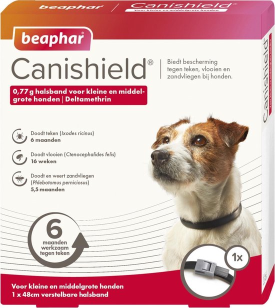 Beaphar - Canishield Parasietenband Hond - Anti vlooien en tekenmiddel - per stuk S/M