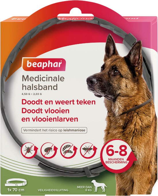 Beaphar - Medicinale Halsband hond vanaf 8kg - tot 8 maanden bescherming tegen vlooien, teken en zandvliegen