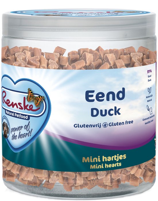 Renske - Gezonde Beloning Mini Hartjes - Verwensnacks - Eend 300g