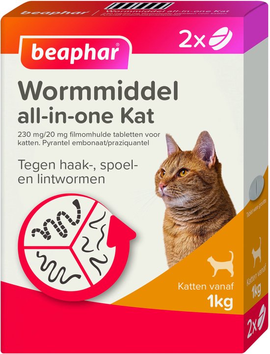 Beaphar - Wormmiddel All - In - One Kat - Anti wormenmiddel - 2 stuks