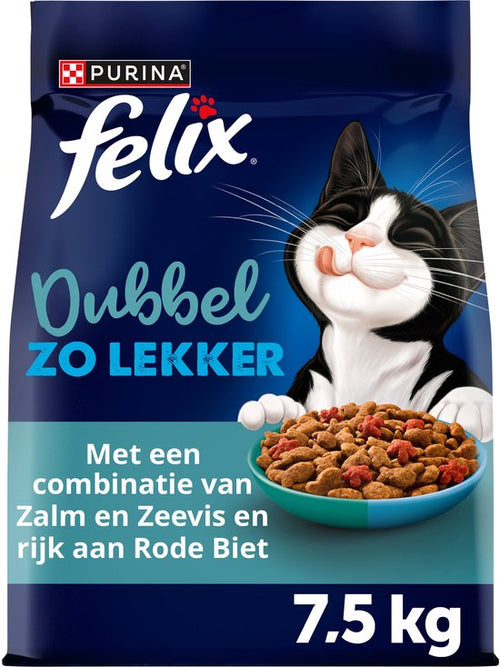 Felix - Dubbel Zo Lekker - Kattenvoer droogvoer - Mix van vis - 7.5kg