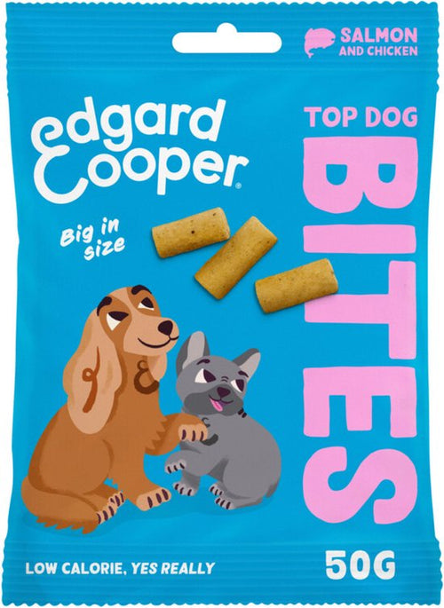 Edgard & Cooper - Natuurlijke Hondensnacks, Zalm Bites Large (1 x 50g), Graanvrije Beloningen, Vers Vlees, vol Essentiële Aminozuren voor een Gezonde Spijsvertering