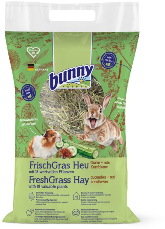 Bunny - Hooi Komkommer Nature - Natuurlijke Voeding met Rode Korenbloem - 500 Gram