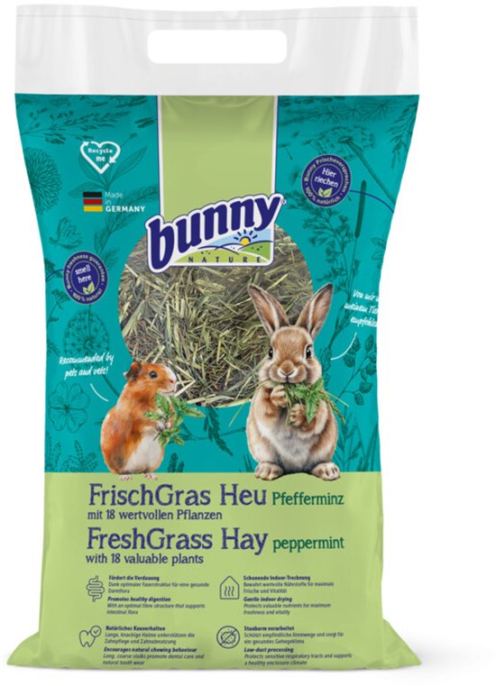 Bunny - Hooi Pepermunt 500g - Nature - Vezelrijk, Natuurlijke Voeding voor Knaagdieren