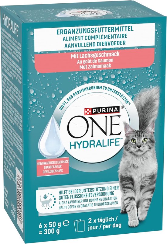 Purina One - ONE Kattenvoer Nat Hydralife Adult Pouch Zalm - 6 x 50g