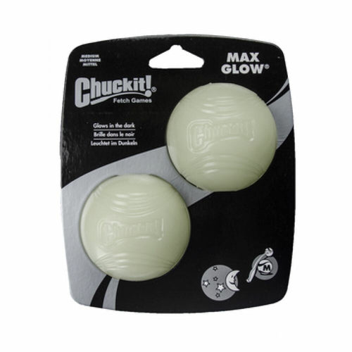 Chuckit! Max Glow in the Dark - Honden Bal - Honden Speelgoed Apporteren - 6 cm - 2 stuks