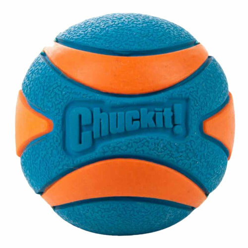 Chuckit! Ultra Squeaker Bal - Hondenspeelgoed - Hondenbal - Duurzaam rubber - Medium - Ø6 cm - Blauw/Oranje - 1 Stuks