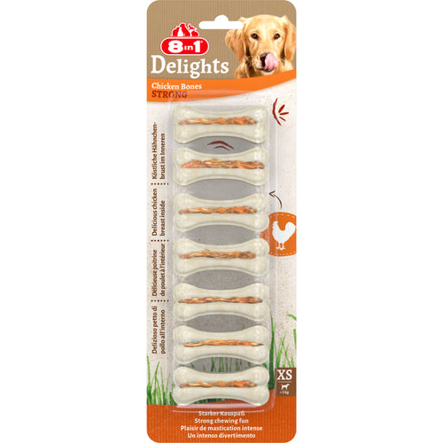 8in1 - Delights Strong - Kip - Hondensnacks - XS