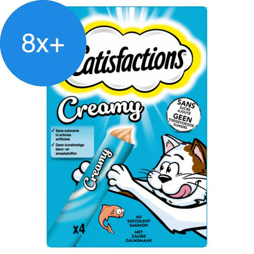 Catisfactions - Kattensnack - Zalm - Creamy Snacks - 4 x 10g - Voordeelbundel