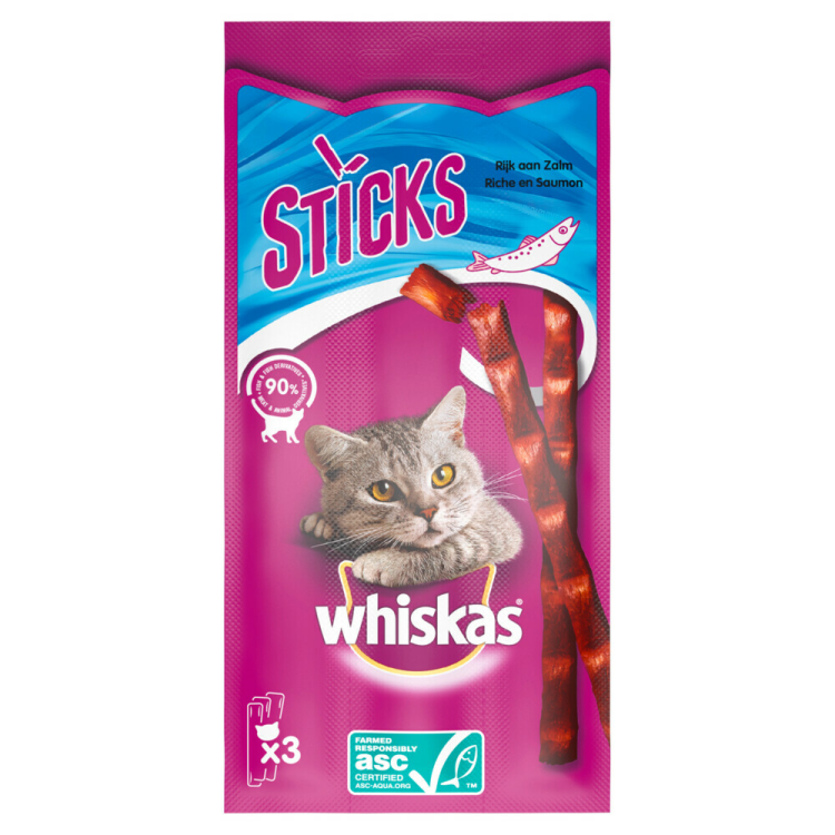 Whiskas - Catsticks Salmon - Cat Snacks - 18g