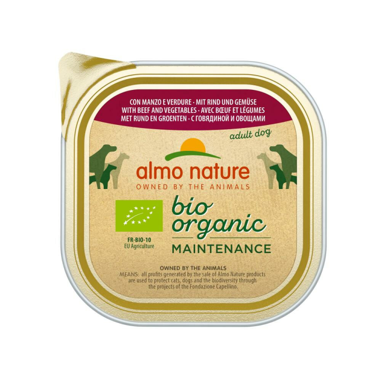 9x Almo Nature - Bio Organic Maintenance - Hondenvoer - Rund en Groenten - 300g