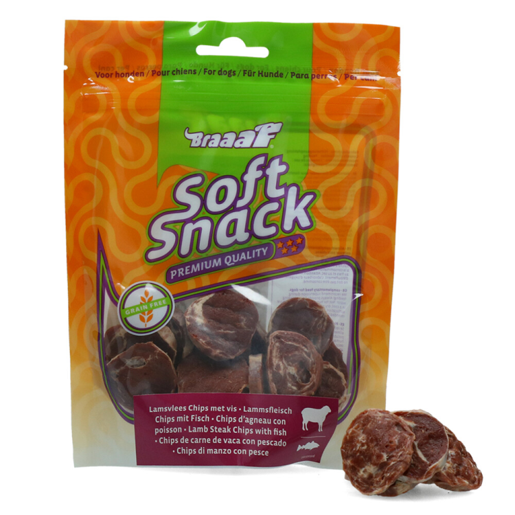 Braaaf – Lammsteak mit Pommes und Fisch – Hundesnack – 85 g