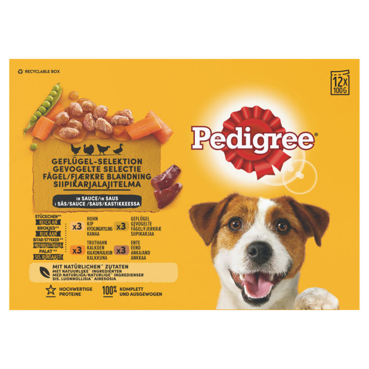Pedigree - Adult Meal Pouches in Sauce Poultry &amp; Vegetables - Dog Food - 12x100g