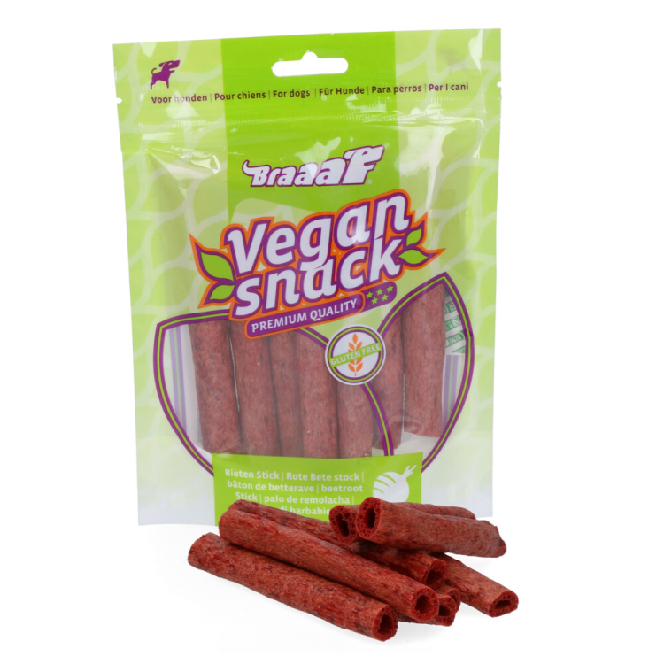 Braaaf – Rote-Bete-Sticks 12 cm – Veganer Hundesnack – 80 g