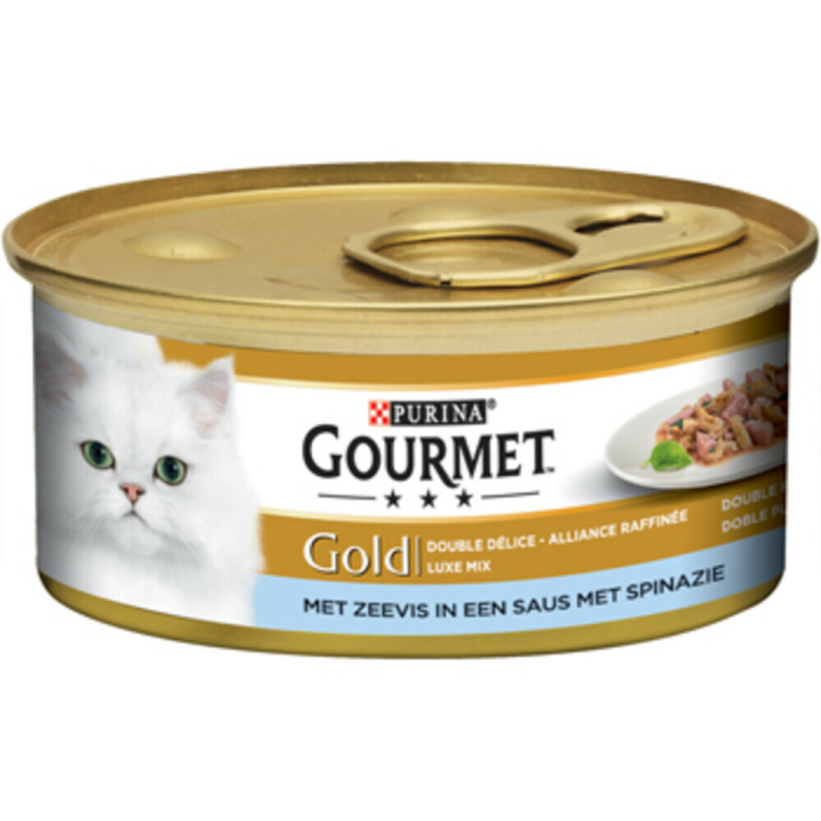 Gourmet - Gold Luxe Mix Seefisch &amp; Spinat - Katzenfutter - 85g