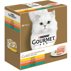Gourmet Gold Mousse Kip, Zalm & Konijn - Kattenvoer - 8x85g