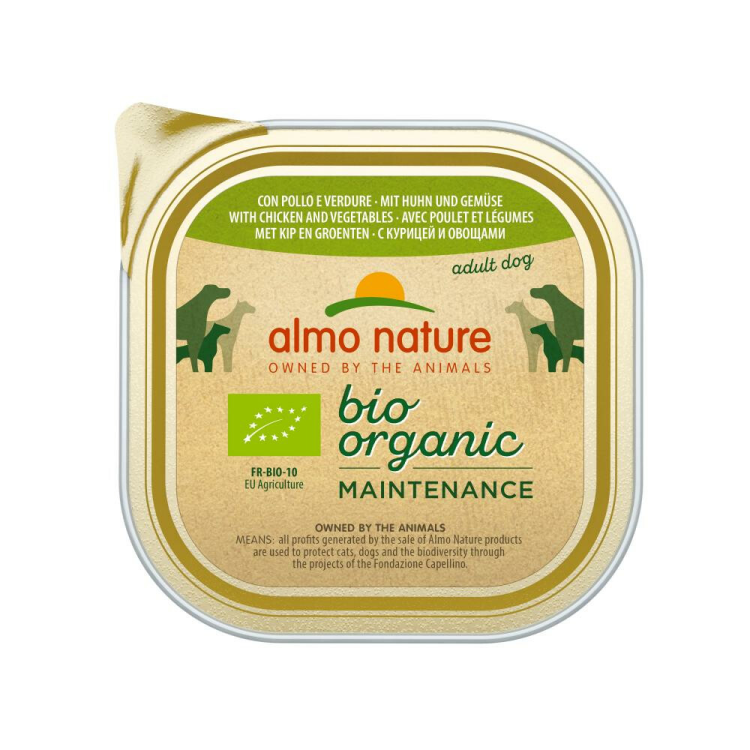9x Almo Nature - Bio Organic - Maintenance - Dog Food - Chicken and Vegetables - 300g