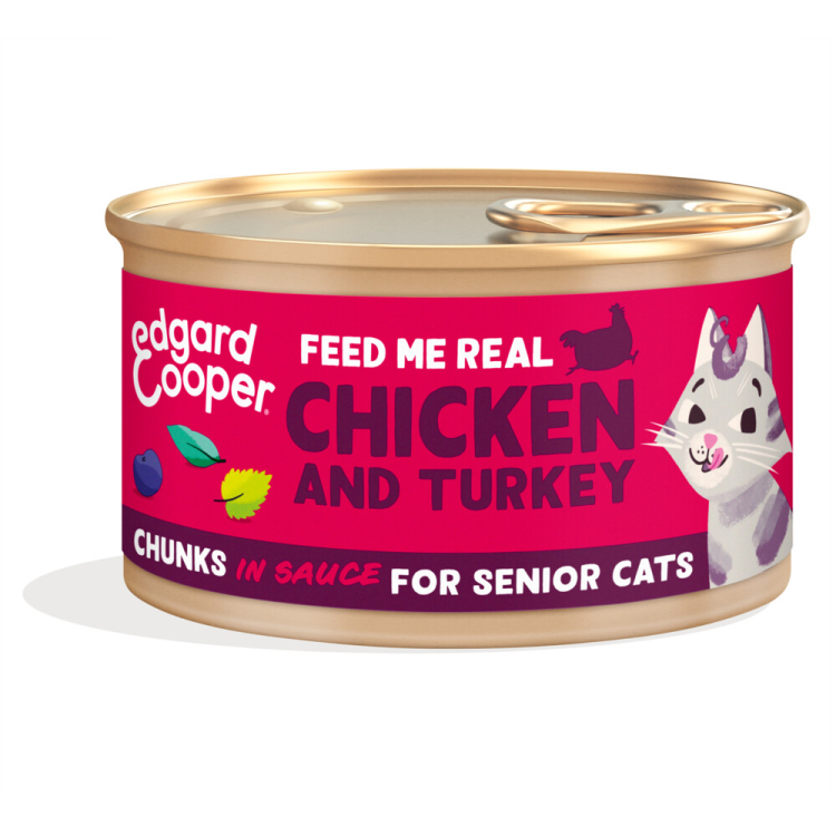 Edgard & Cooper - Kattenvoer - Senior - Brokken in Saus - Kalkoen & Kip - 85g