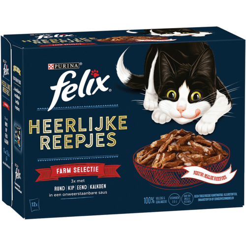 Felix - Heerlijke Reepjes Selectie Farm in Saus - 12x80g