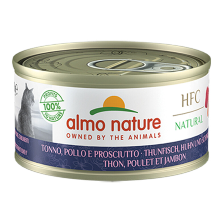 Almo Nature - HFC Natural - Kattenvoer - Tonijn, Kip & Ham - 70g
