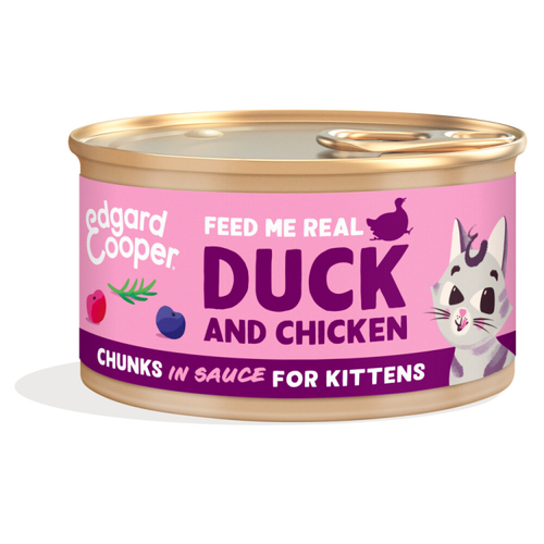 Edgard & Cooper - Kattenvoer - Kitten - Brokken in Saus - Eend & Kip - 85g