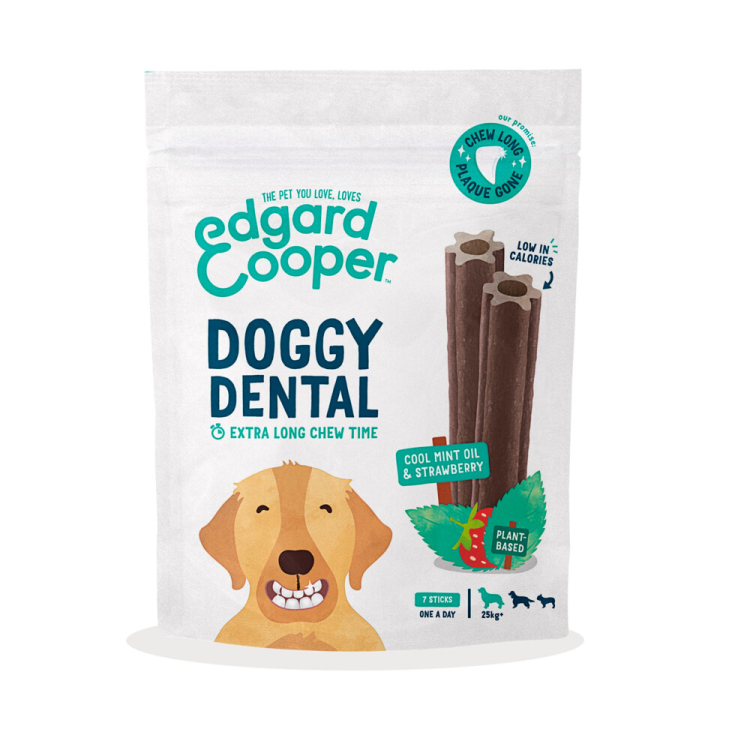 Edgard &amp; Cooper - Hundesnacks - Zahnsticks - Erdbeere &amp; frisches Minzöl - Groß - 7 Sticks