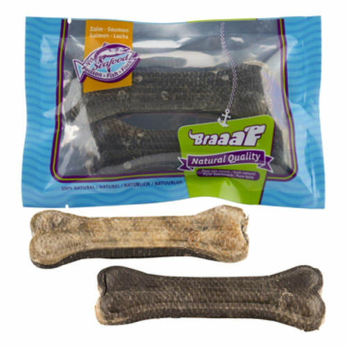 Braaaf - Geperst Bot Met Zalmhuid 12cm - Hondensnack - 2 stuks