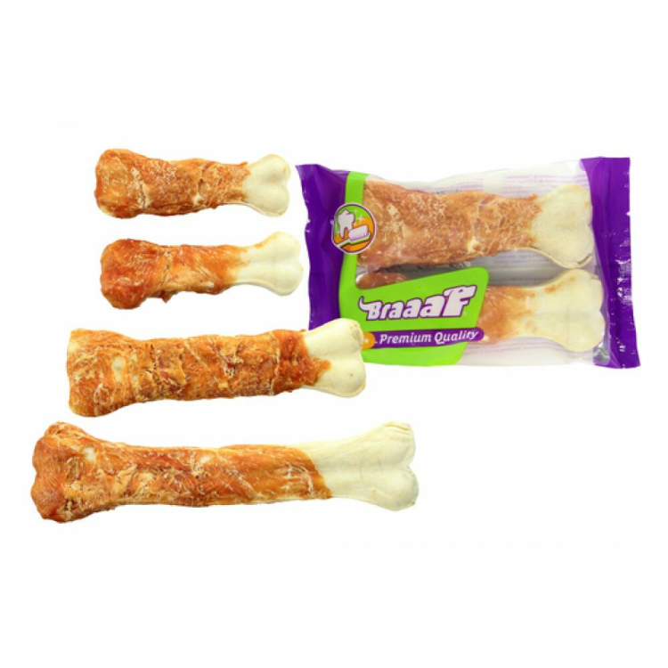 Braaaf – Gepresster Hühnerknochen 12,5 cm – Hundesnack – 2 Stück