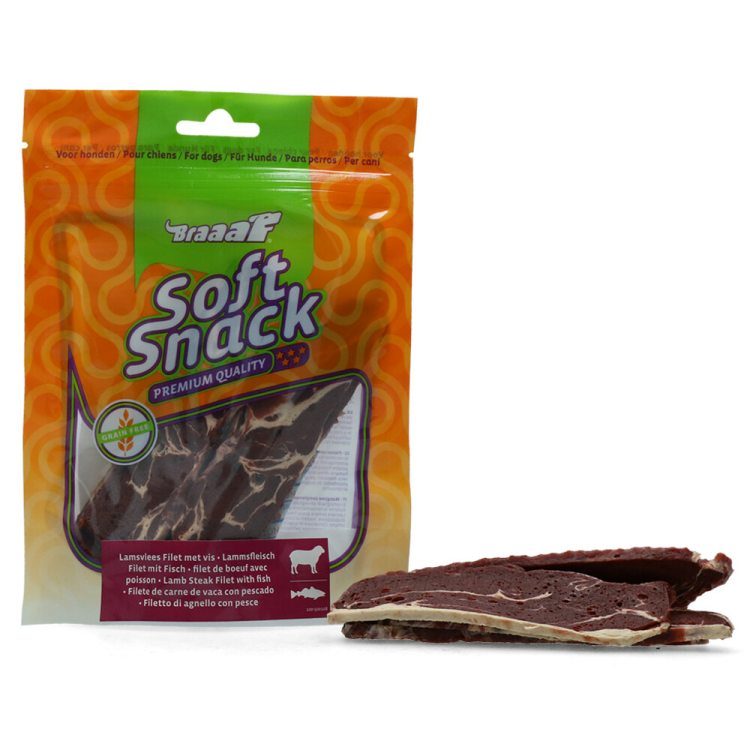 Braaaf – Lammsteakfilet mit Fisch – Hundesnack – 85 g